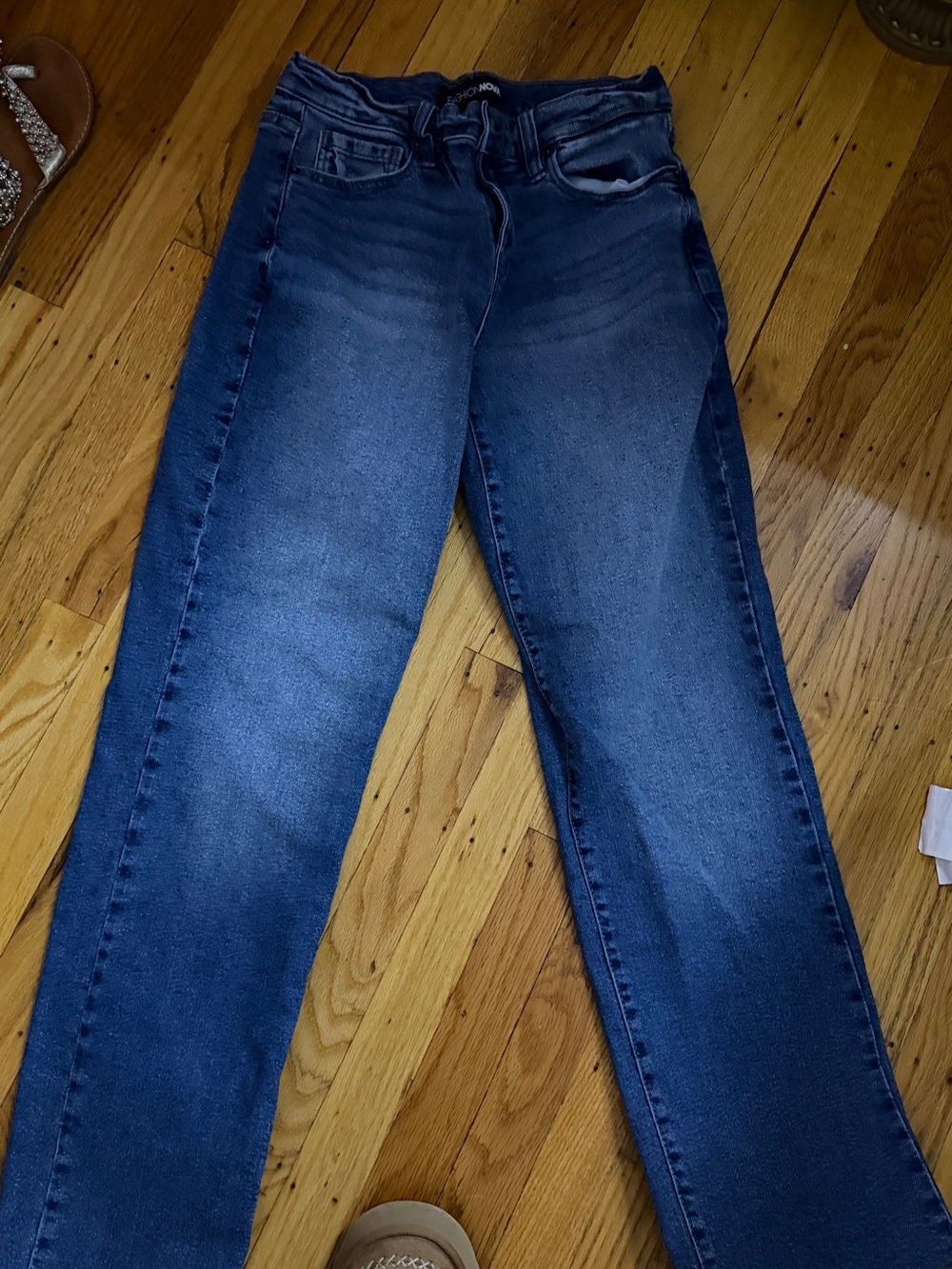 Fashion Nova Women's Dark Blue Straight Leg Jeans